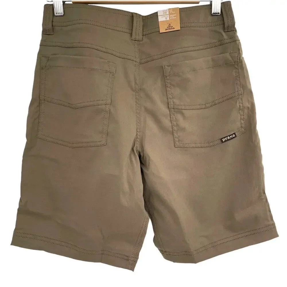 Prana Men's Shorts Stretch Brion Size 28 Dark Brown Quick Dry 9" length UPF 50 - Picture 3 of 8